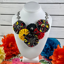Load image into Gallery viewer, Grey & Yellow Flower Bomb with Red & Black Flower Pin