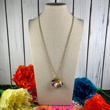 Load image into Gallery viewer, Round Stones & Gold Charm Long Necklace