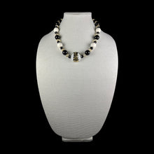 Load image into Gallery viewer, Gold & Black Round Murano with Onyx and Crystal