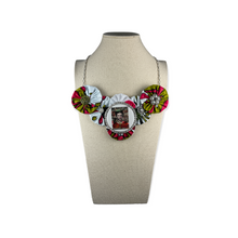 Load image into Gallery viewer, White, Pink & Green Kenya Fabric with Stylized Frida