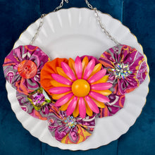 Load image into Gallery viewer, Pink Patterned Flower Bomb with Pink &amp; Orange Vintage Daisy Flower
