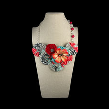 Load image into Gallery viewer, Grey and Coral Dotted Flower Bomb with Orange Vintage Flower
