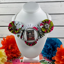 Load image into Gallery viewer, White, Pink &amp; Green Kenya Fabric with Stylized Frida
