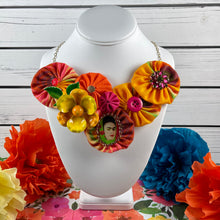 Load image into Gallery viewer, Fiesta Fabric Flowers with Frida and Yellow Pin
