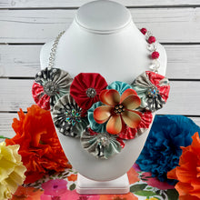 Load image into Gallery viewer, Grey and Coral Dotted Flower Bomb with Orange Vintage Flower
