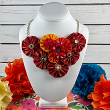 Load image into Gallery viewer, Red, Orange &amp; Yellow Flower Bomb with Small Red Vintage Flower
