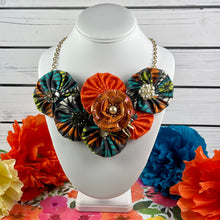 Load image into Gallery viewer, Turquoise, Orange Flower Bomb with Orange Vintage Flower
