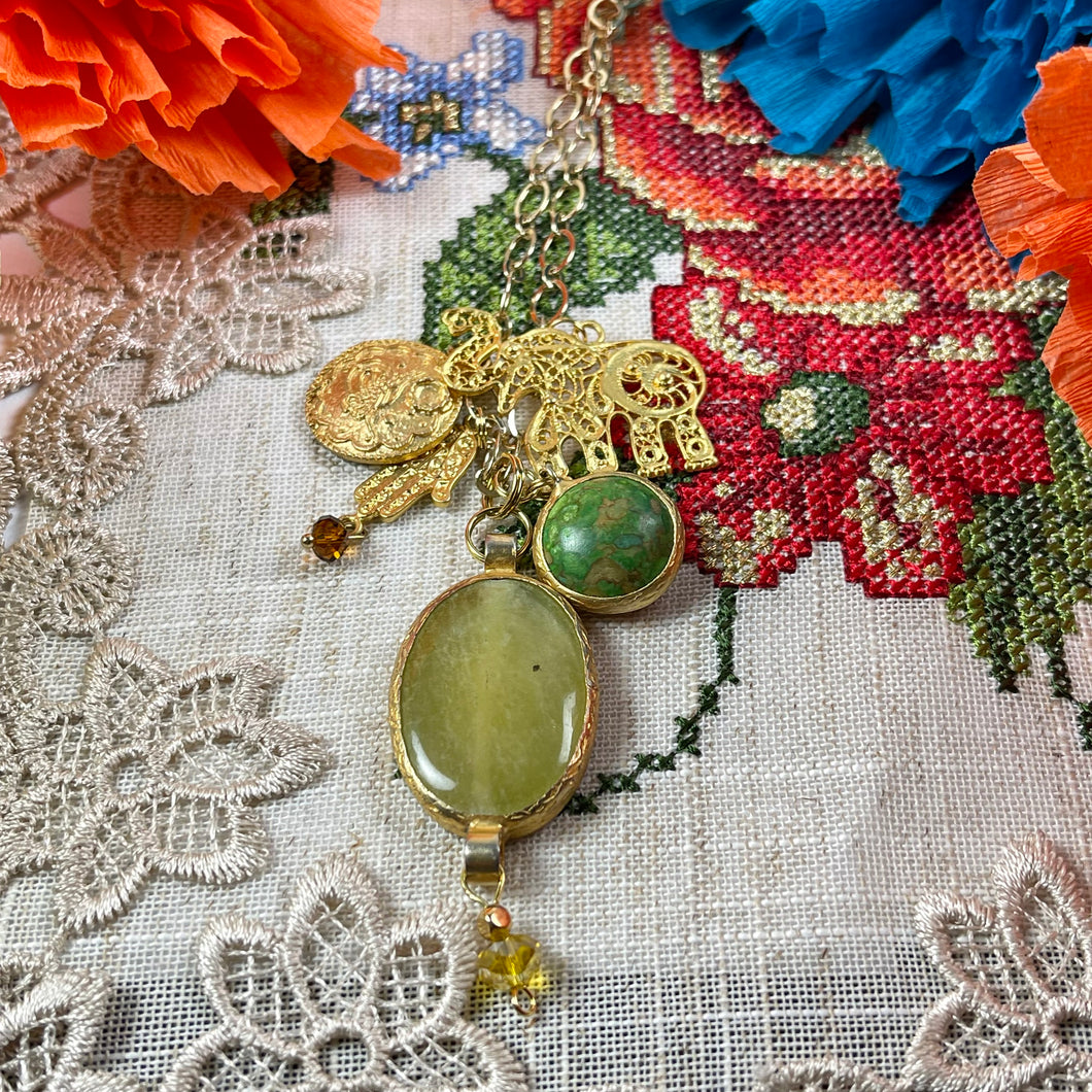 Peridot Pendent Long Necklace