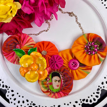 Load image into Gallery viewer, Fiesta Fabric Flowers with Frida and Yellow Pin
