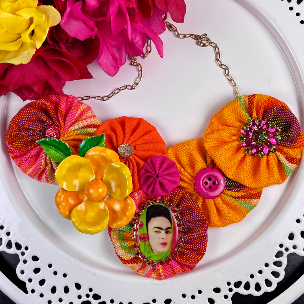 Fiesta Fabric Flowers with Frida and Yellow Pin