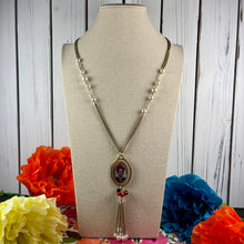 Load image into Gallery viewer, Red &amp; Black Long Necklace with Tassel
