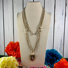 Load image into Gallery viewer, Tropical Portrait Pendant &amp; Gold Long Necklace
