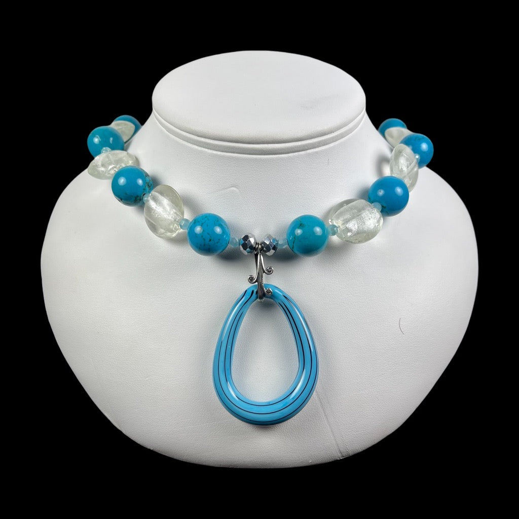 Blue Teardrop Murano with Glass and Turquoise