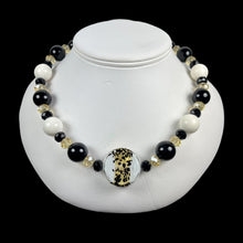 Load image into Gallery viewer, White &amp; Gold Inlay Murano with Onyx and Sponge Coral
