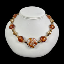 Load image into Gallery viewer, Bronze and Gold Swirled Murano with Crystal and Glass
